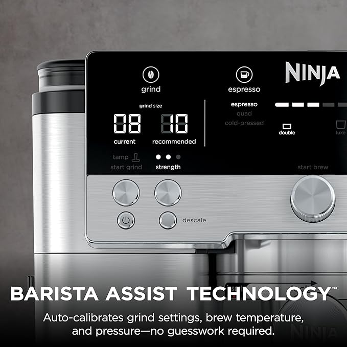 Ninja LUXE CAFÉ Premier Series, espresso machine, drip coffee machine and quick cold brew, integrated grinder, assisted integration, hands-free whisk, for cappuccinos and lattes, dairy products.